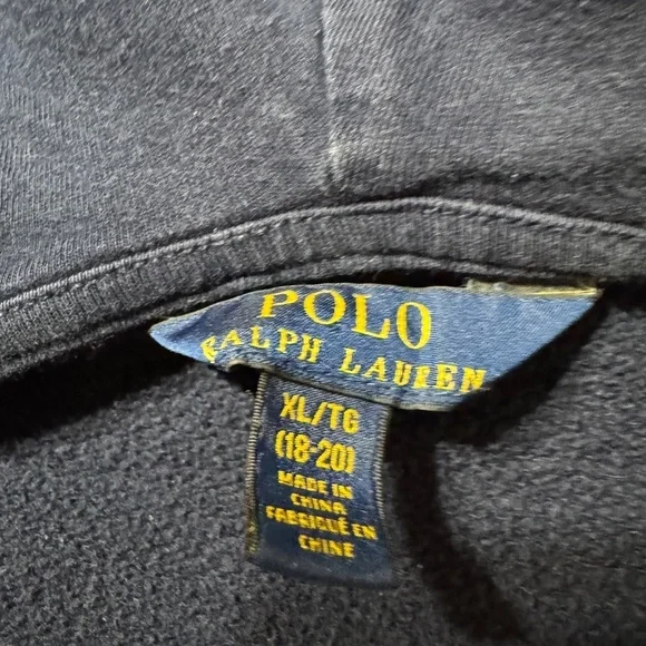 Polo Ralph Lauren Navy Blue Red Horse Youth XL 18/20 Zippered Hoodie Sweatshirt - Picture 9 of 9